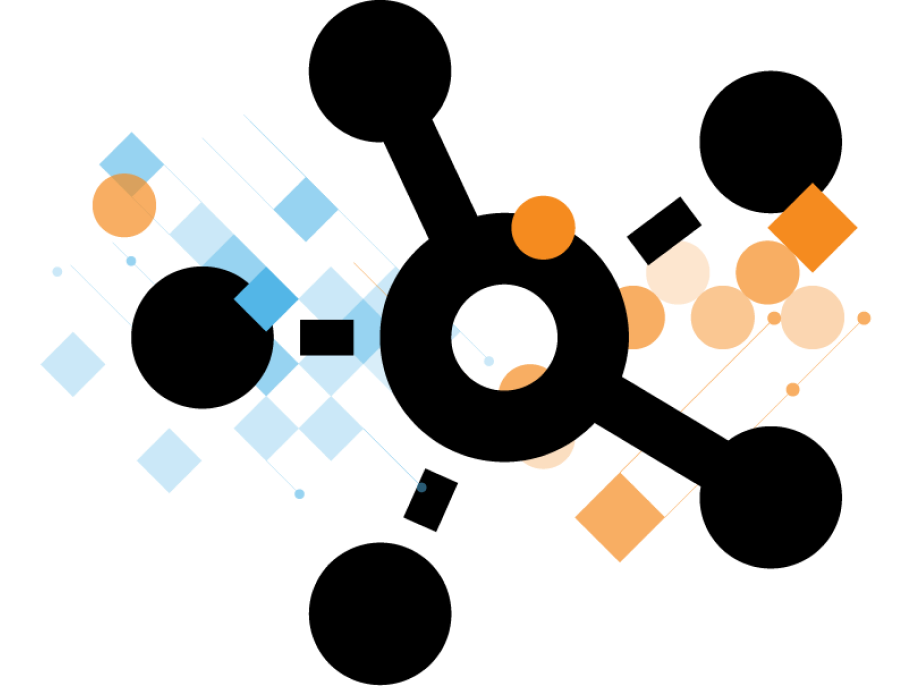 Interconnection icon with multiple shapes.
